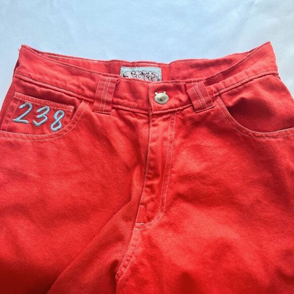 DIGITS 238 ROBO DENIM MEN'S ORANGE BAGGY STREETWEAR WIDE LEG JEANS - XS - Picture 5 of 12